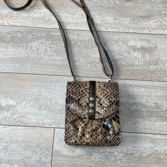 Brighton Handbags - Brighton Crossbody Purse Wallet Faux Snakeskin Organizer Small